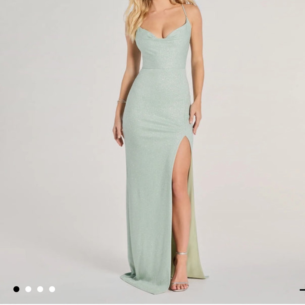 Shelly High Slit Glitter Knit Formal Dress